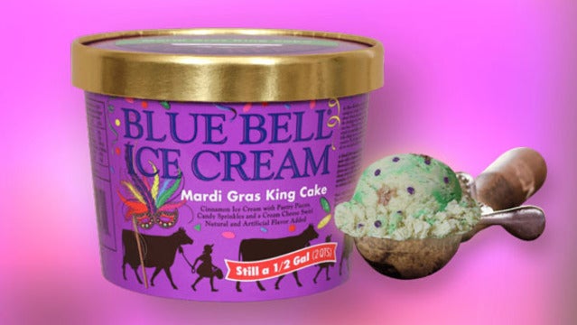 Blue Bell Releases Special Mardi Gras King Cake Ice Cream Wish Tv Indianapolis News Indiana Weather Indiana Traffic