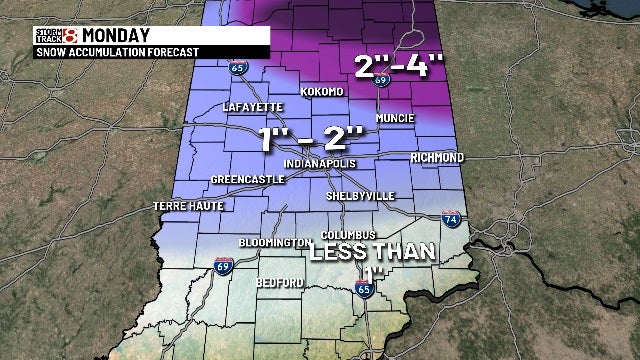 Snow Gusty Winds Cold Air Arrive Monday Wish Tv Indianapolis News Indiana Weather Indiana Traffic