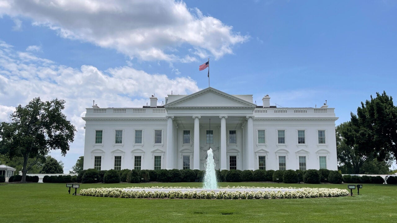 The north lawn of the White House is seen in Washington, D.C., on July 9, 2021. The US is formally establishing diplomatic relations with a pair of Pacific Island nations Monday, recognizing the Cook Islands and Niue for the first time. (Photo by Daniel Slim/AFP via Getty Images)