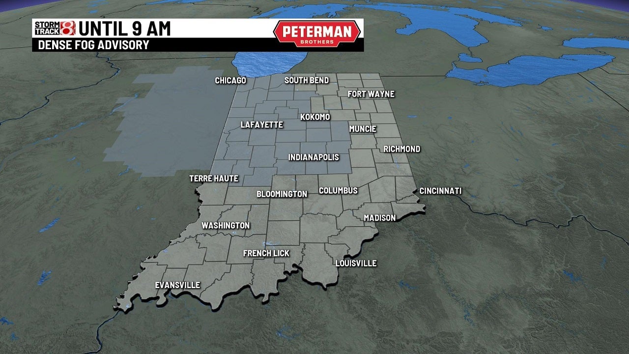 Dense fog advisory until 9 a.m. Thursday for parts of central Indiana