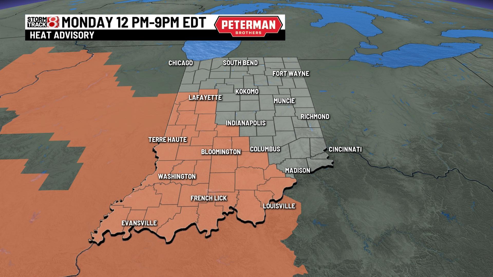 Heat advisory issued for parts of Indiana