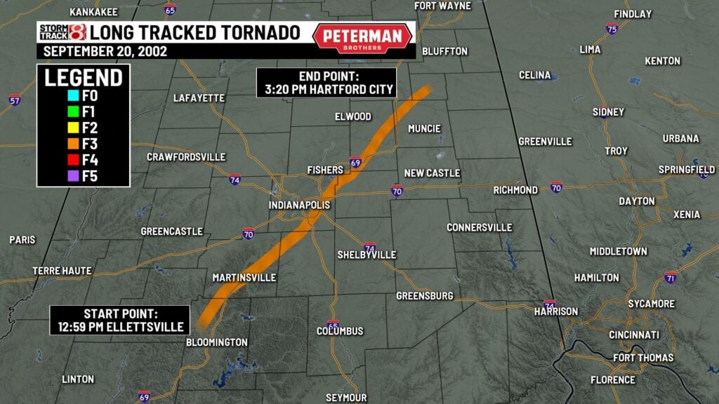 20 years ago, an F3 tornado traveled 112 miles across Indiana ...