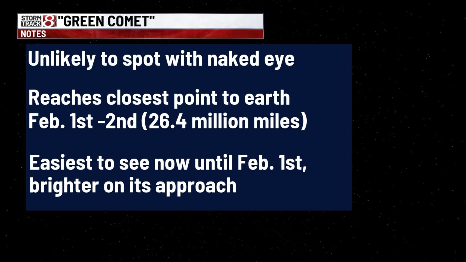 Where and when to look for green comet over central Indiana