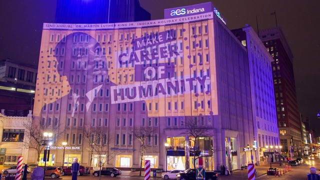 ‘Shining a Light’ presentation on Monument Circle honors MLK