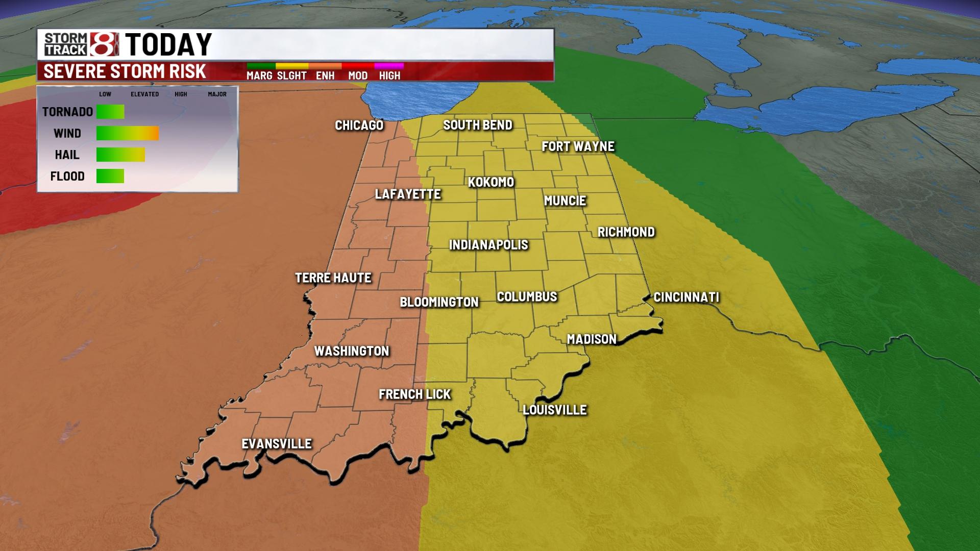 Severe storm chance this evening