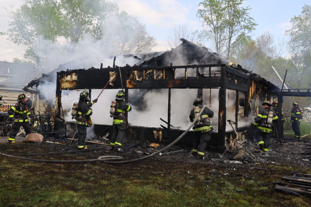 Crews from the Indianapolis Fire Department at the scene of a house fire near Acton Elementary School in Marion County on April 24, 2023. (Provided Photo/Indianapolis Fire Department)