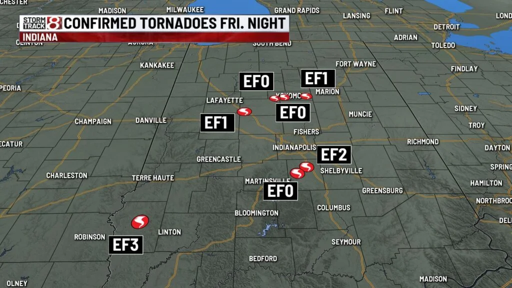 7 tornadoes confirmed from Friday night storms