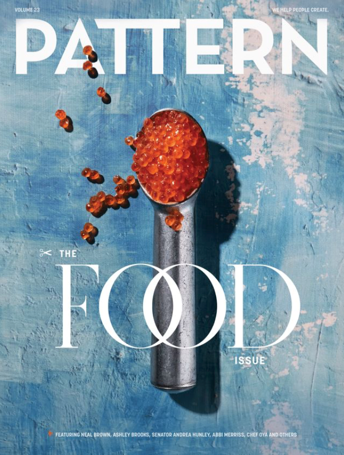 Pattern Magazine cover of caviar in an ice cream scooper