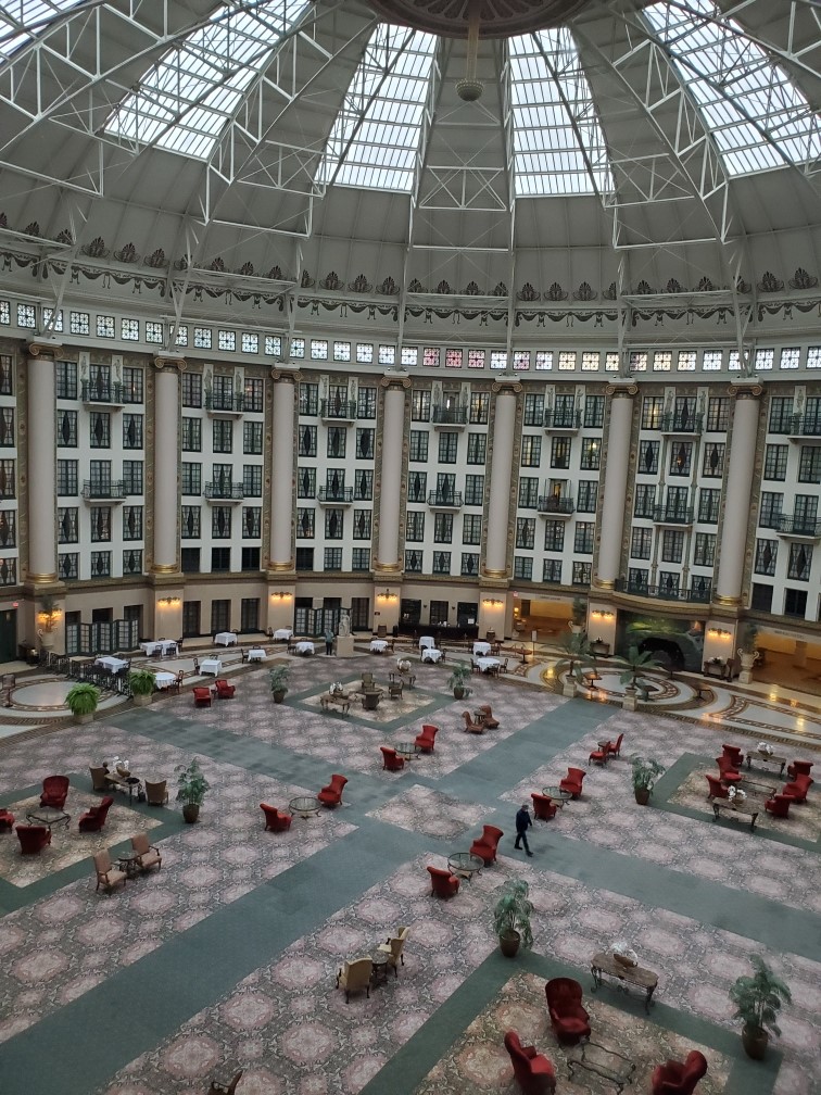 The atrium at the West Baden Springs Hotel in West Baden, Ind. is closed indefinitely due to hail damage from a severe storm on June 25, 2023. (WISH Photo/Ashley Fowler)
