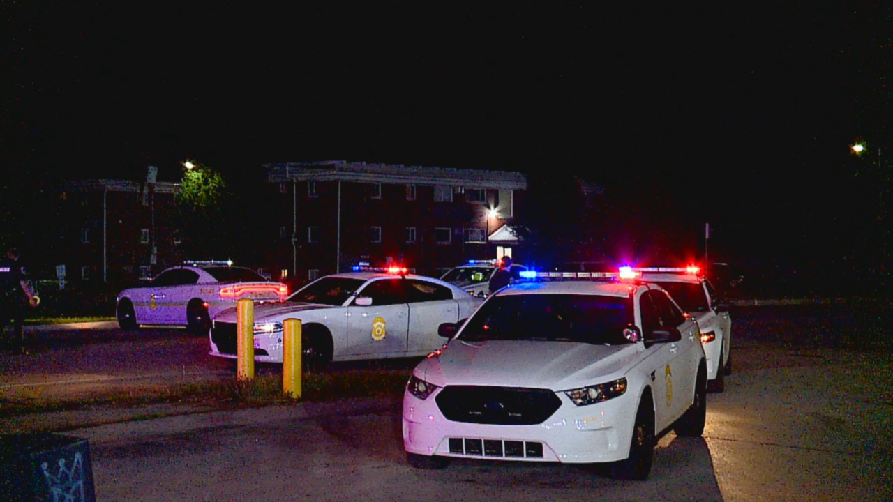 IMPD patrol cars at the scene of a shooting on the west side of Indianapolis that injured a teenager on August 11, 2023. (WISH Photo)