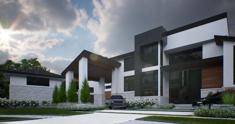 Indianapolis Monthly Dream Home 2023 Porte-cochère side view