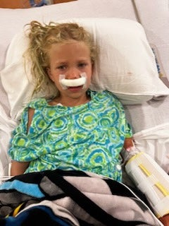 7-year-old Olivia needed emergency surgery at Riley Hospital for Children in Indianapolis after she was shot in the nose by a blow dart. (Provided Photo/IU Health)