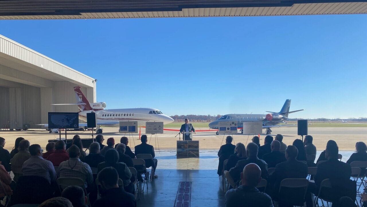 A ribbon cutting and ceremonial first takeoff and landing was held Tuesday at the Indianapolis Executive Airport in Zionsville. (Photo Provided/The REPORTER)