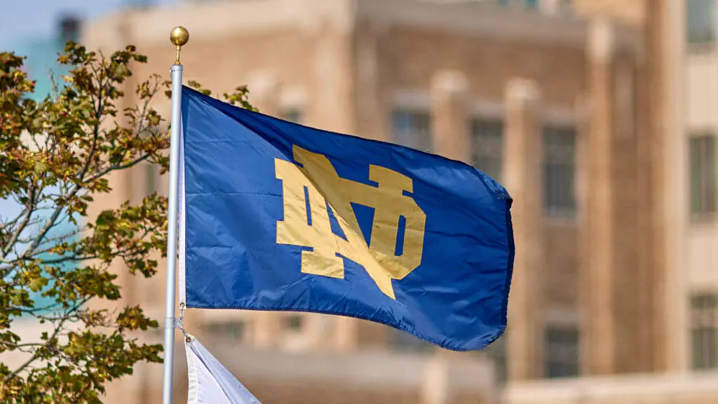 The Notre Dame flag. Notre Dame ranked No. 7 in The Associated Press Top 25 preseason college football poll