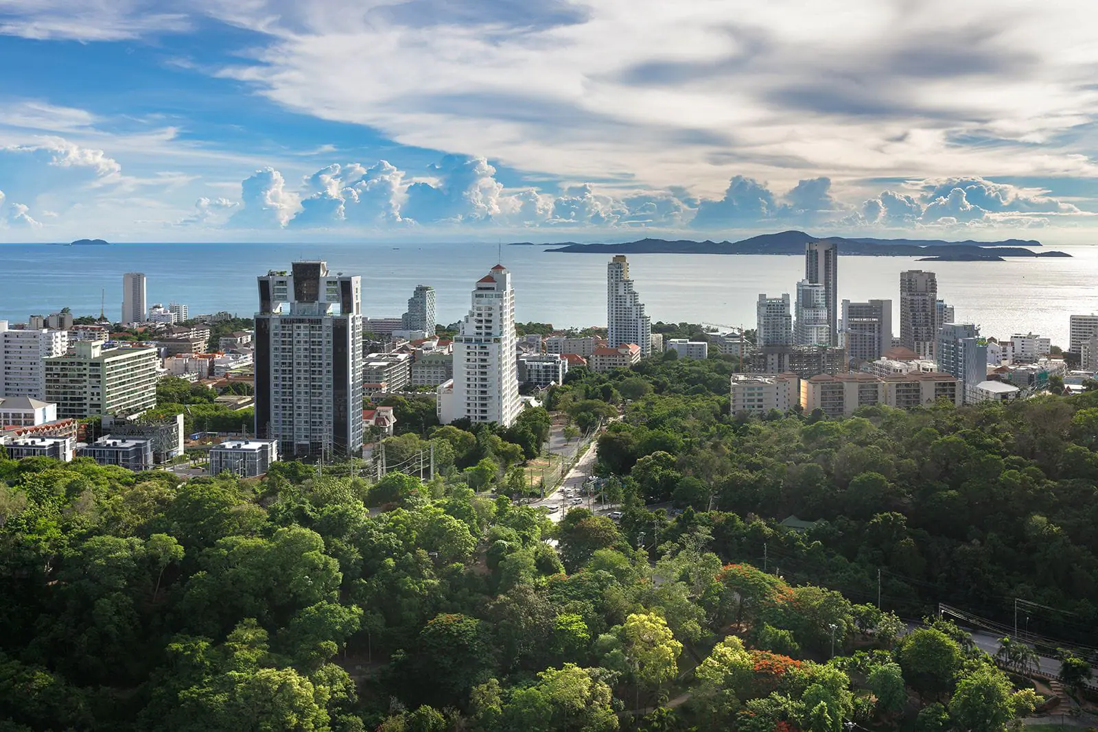 Seen here is a general view of Pattaya city in Thailand. A British BASE jumper has died in Thailand after his parachute failed to open when he launched off an apartment building in Pakphipat. ( Photo by Charoenrach/Moment RF/Getty Images)