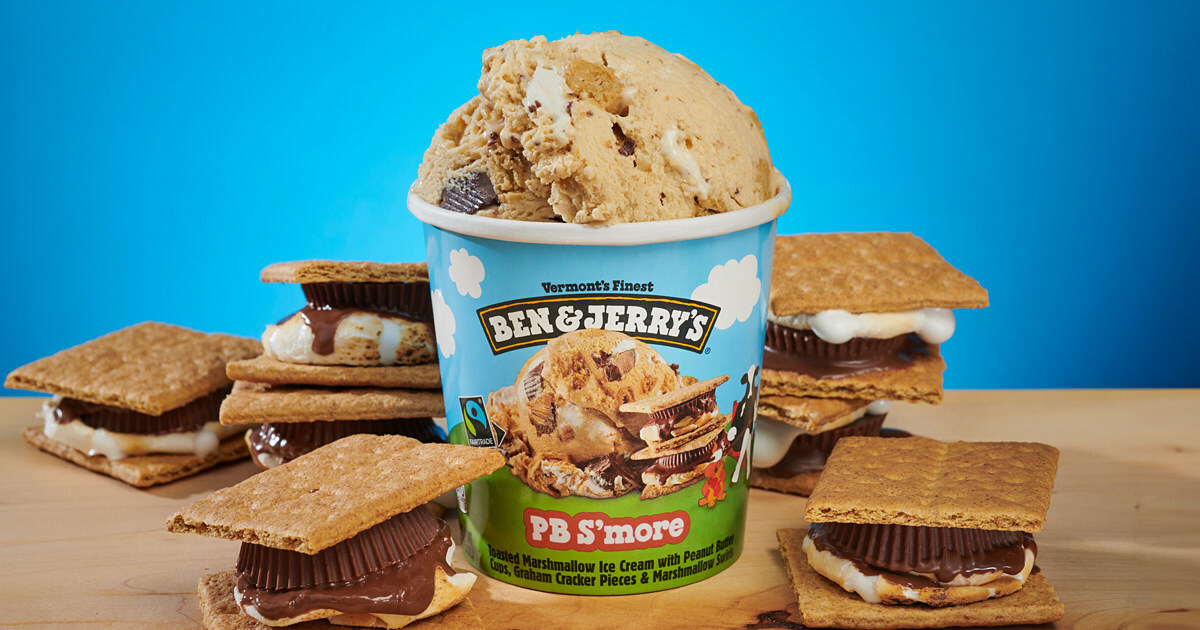The newest frozen delight from Ben & Jerry's is a riff on a classic campfire dessert. The PB S'more is a blend of toasted marshmallow ice cream, peanut butter cups, graham cracker pieces, and marshmallow swirls. (Provided Photo/Ben & Jerry's)