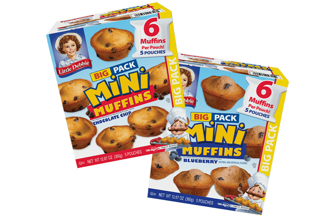 What's better than a bag of Little Debbie mini muffins? Five bags of Little Debbie Mini Muffins. Available in chocolate chip and blueberry, these Big Packs feature mighty little muffins stuffed into a big box (try saying that five times fast!). (Photo McKee Foods)