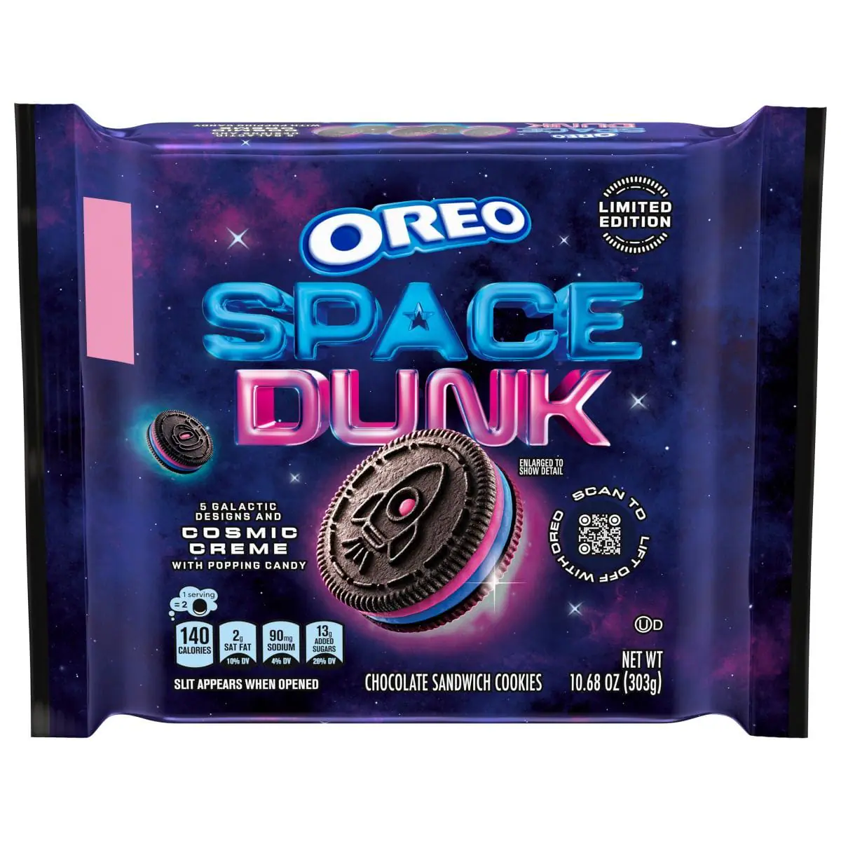 The latest limited-edition OREO is out-of-this-world! Each Space Dunk OREO cookie is stuffed with blue and pink 