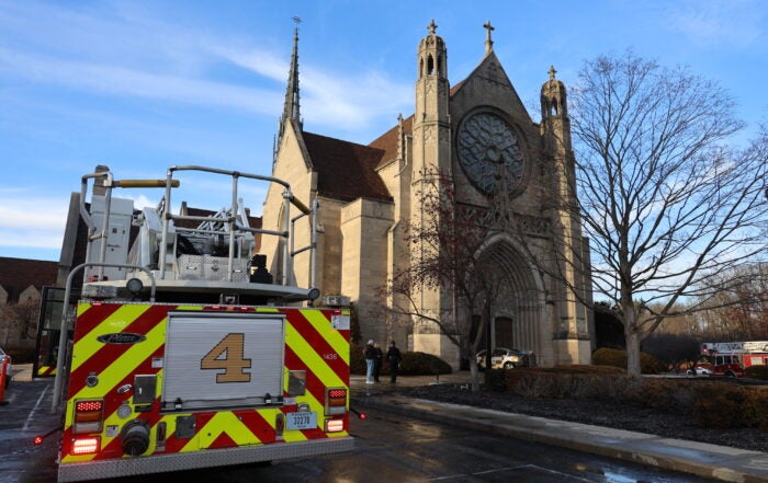 Fiery car crash at Second Presbyterian Church