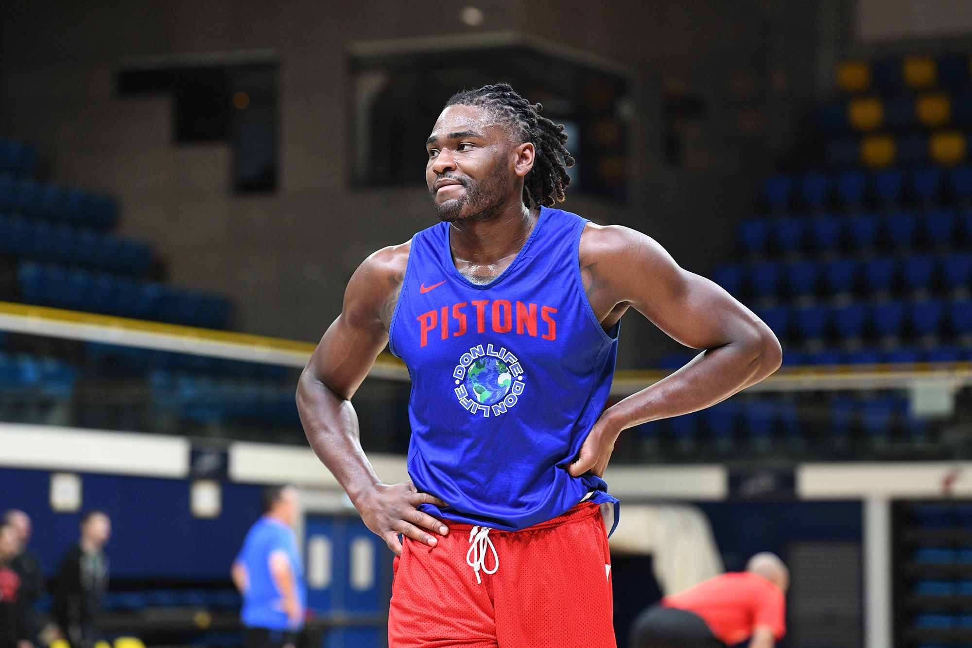 Isaiah Stewart of the Detroit Pistons was arrested by police ahead of Wednesday's NBA game. (Photo by Chris Schwegler/NBAE/Getty Images)