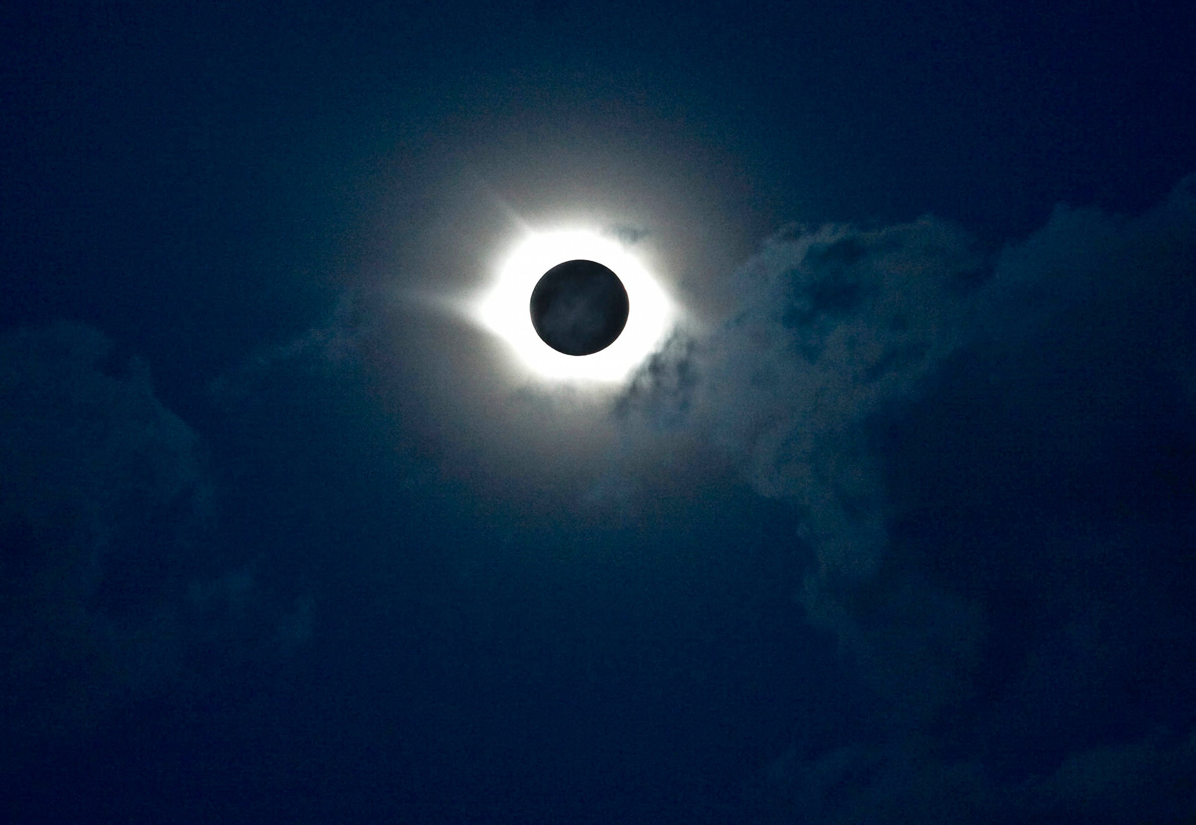 A total solar eclipse is observed above the mountainous Siberian Altai region, about 3,000 kilometers (1,850 miles) east of Moscow, on Friday, Aug. 1, 2008. (AP Photo/Oleg Romanov, File)