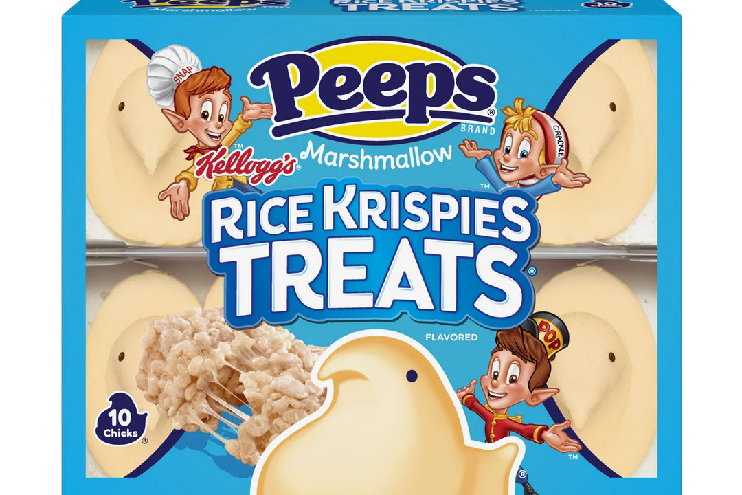 Snap, Crackle, and Pop are stirring up some Easter excitement with PEEPS® Rice Krispies Treats® Flavored Marshmallow Chicks! Available exclusively at Walmart. (Photo by Just Born, Inc.)