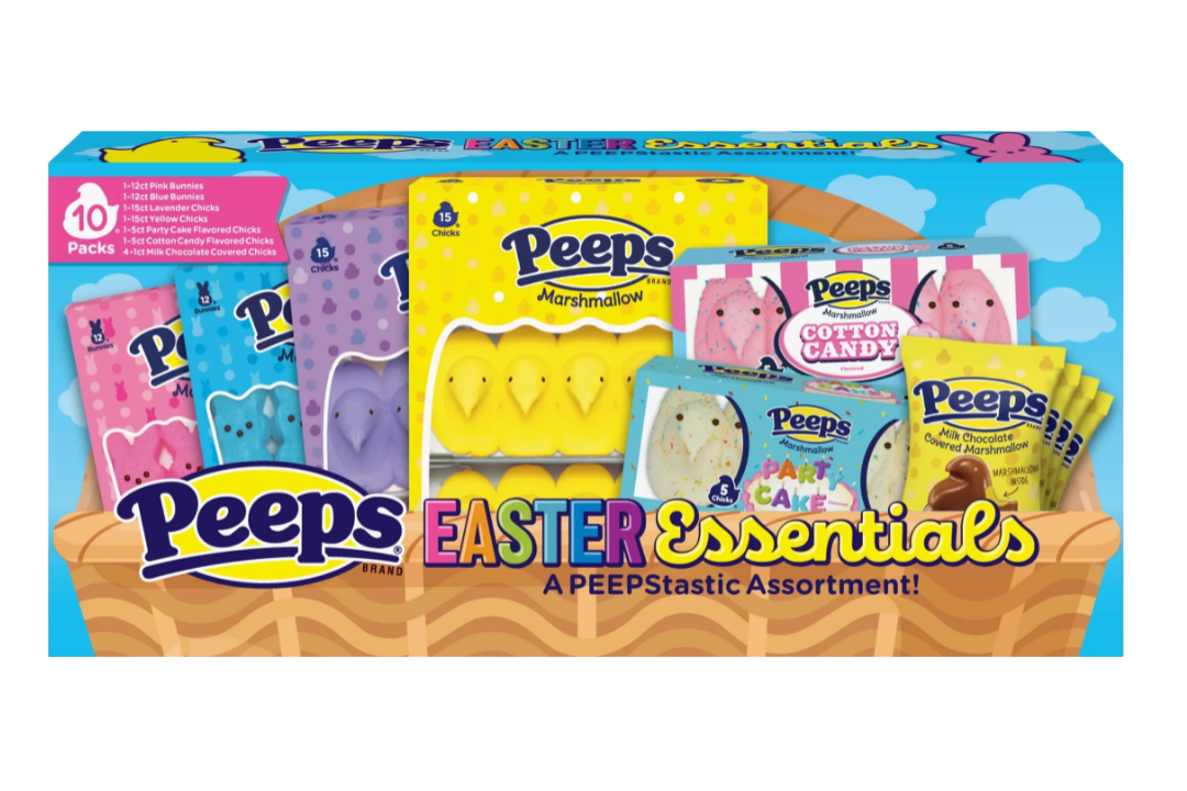 PEEPS Easter Essentials is a collection of sugary springtime treats. Each PEEPTASTIC assortments contains packs of brightly-colored marshmallow bunnies, cotton candy and party cake marshmallow chicks, and a quartet of milk chocolate covered marshmallow chicks. Available exclusively at Sam's Club. (Photo by Just Born, Inc.)