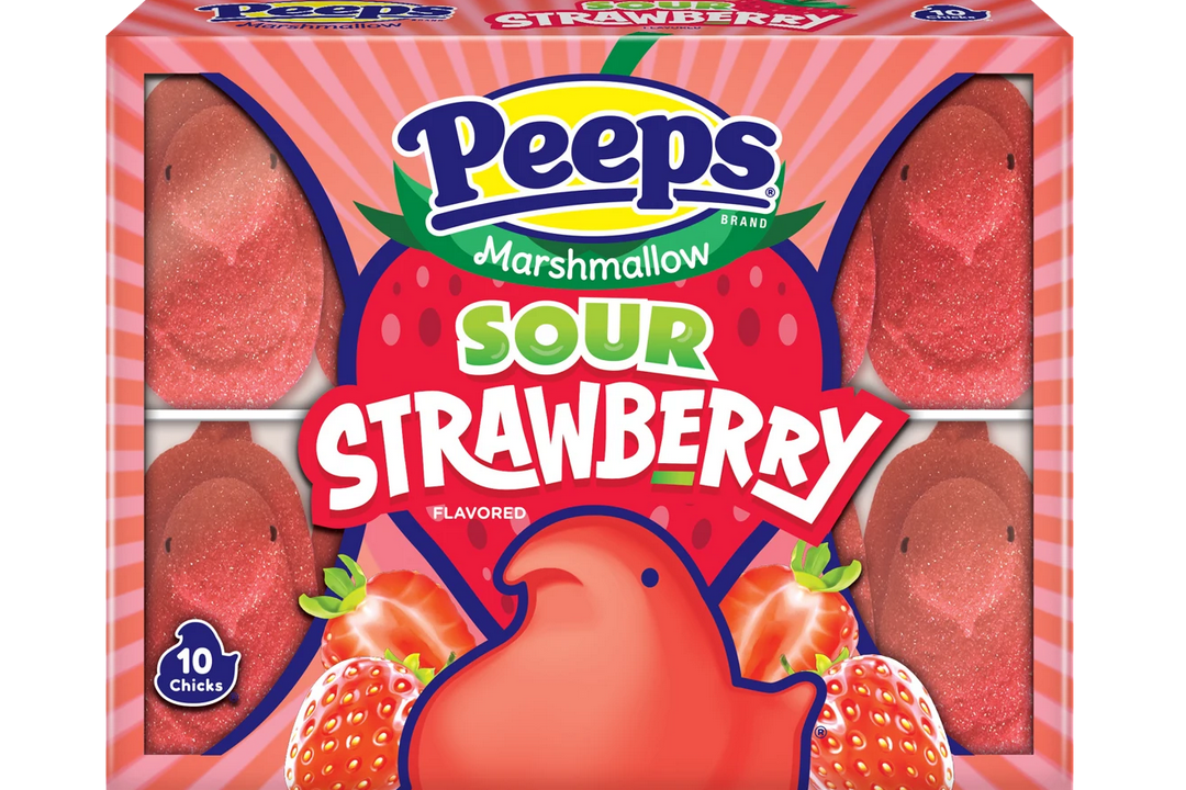 Pucker up and enjoy the silly sweetness of PEEPS® Marshmallow and fruity strawberry flavor, but with a sour twist! These Sour Strawberry Flavored Marshmallow Chicks are a playful addition to your Easter basket.(Photo by Just Born, Inc.)