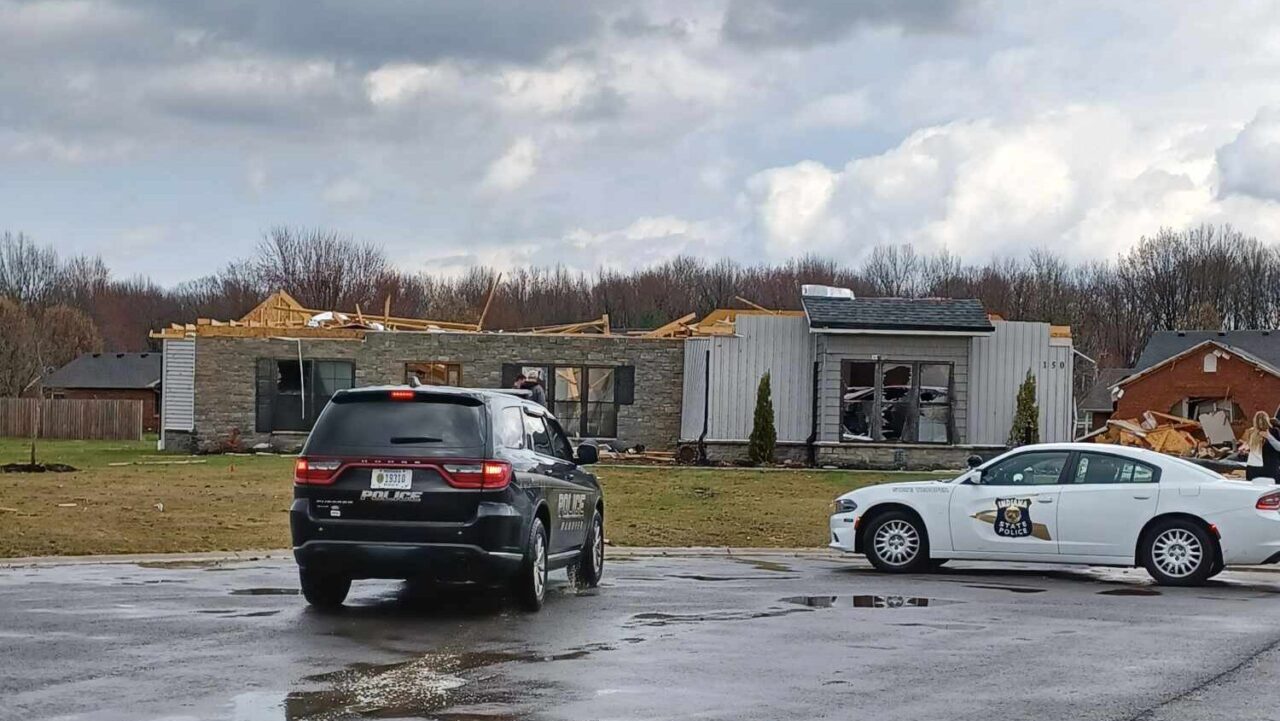 Tornados left a trail of damage in the Jefferson Manor subdivision near Hanover, Indiana on March 14. (Provied Photo/Larry Duke)