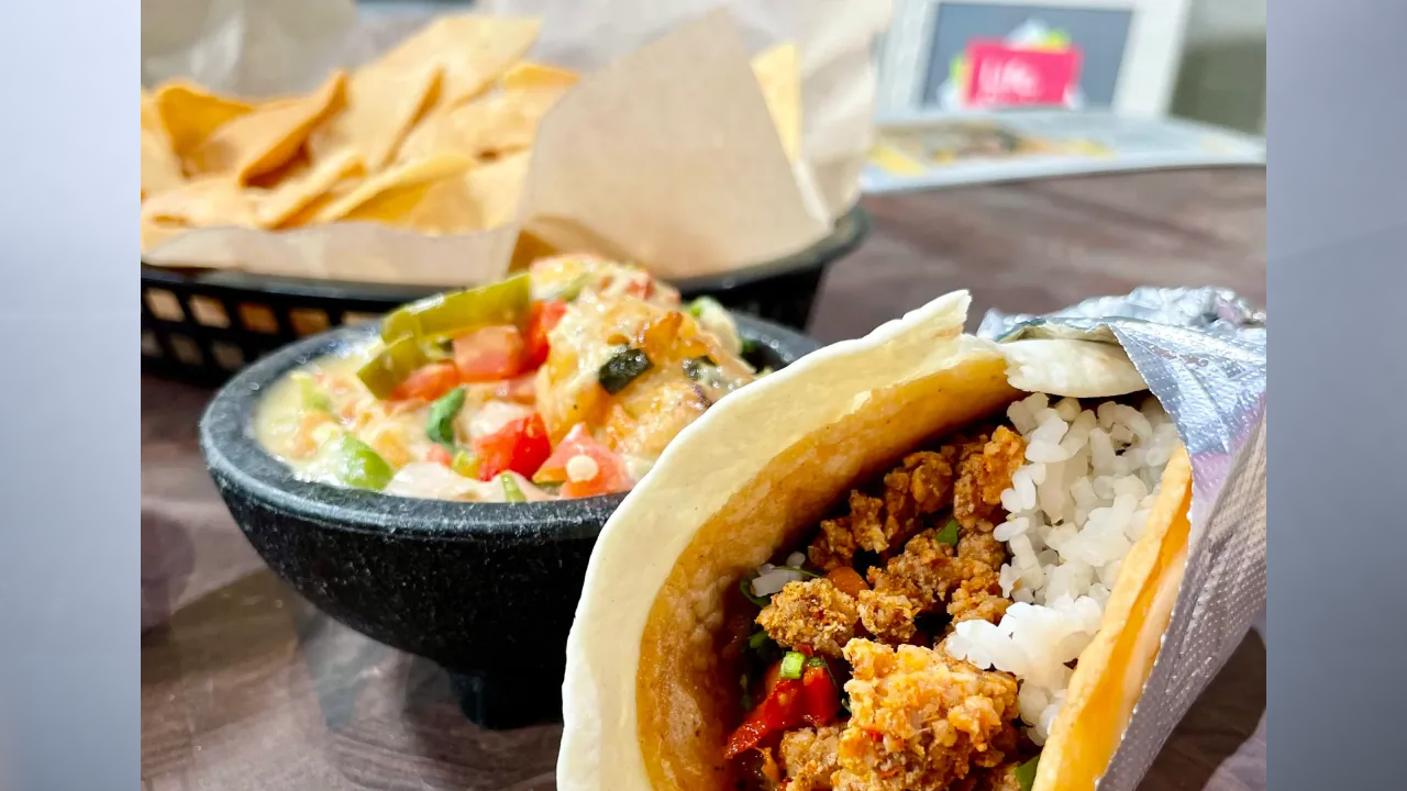 Tortilla chips, queso, and a taco from Condado. Condado is opening a location in Greenwood, Indiana. (WISH-TV Photo)