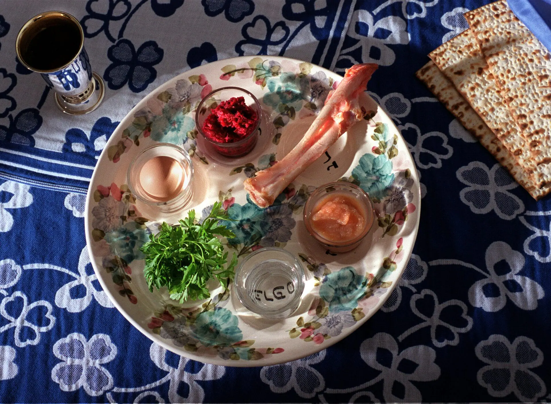 Traditional Seder plate (Photo By Karl Gehring/The Denver Post via Getty Images)