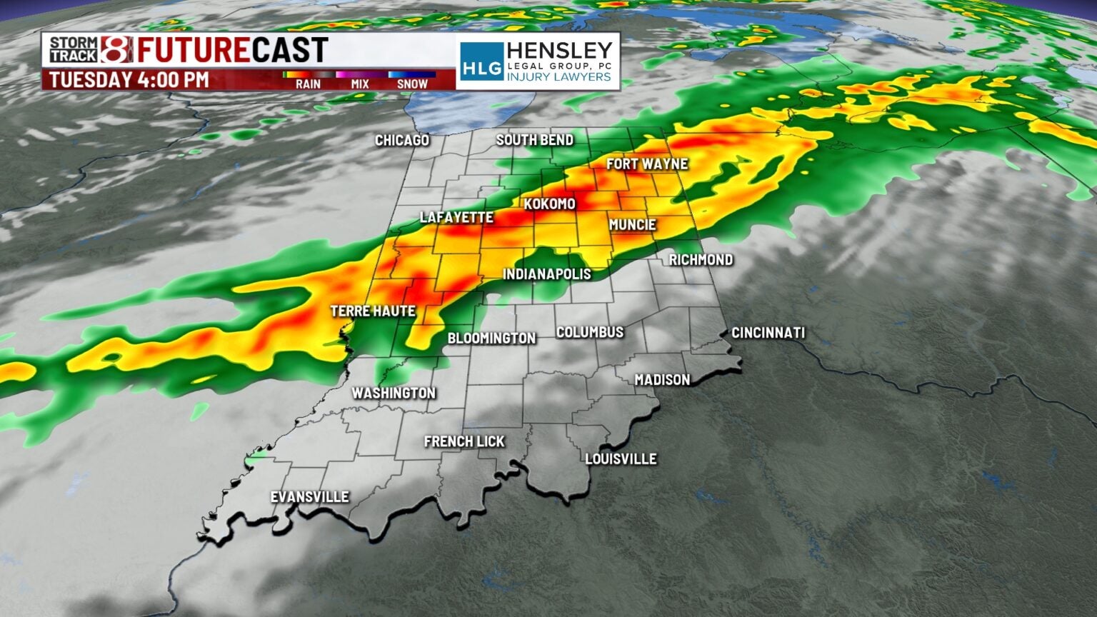 Rainfall amounts and weather forecast in Indianapolis Indianapolis