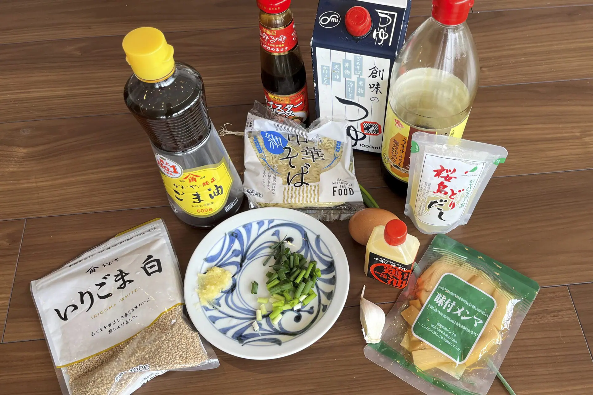 This photo shows the ingredients to cook supereasy ramen easily in Tokyo, on April 22, 2024. Ramen noodles are so popular they have become one reason to visit Japan. But ramen can easily be cooked at home too, especially if you can find the ingredients at your neighborhood Asian grocery store. (AP Photo/Yuri Kageyama)