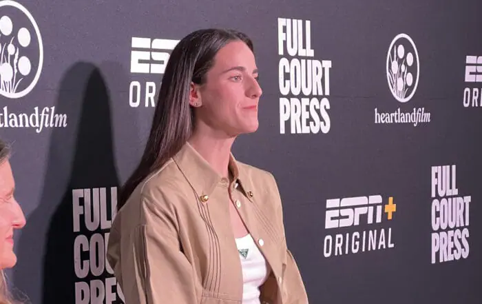 Caitlin Clark, Peyton Manning on red carpet for ‘Full Court Press’