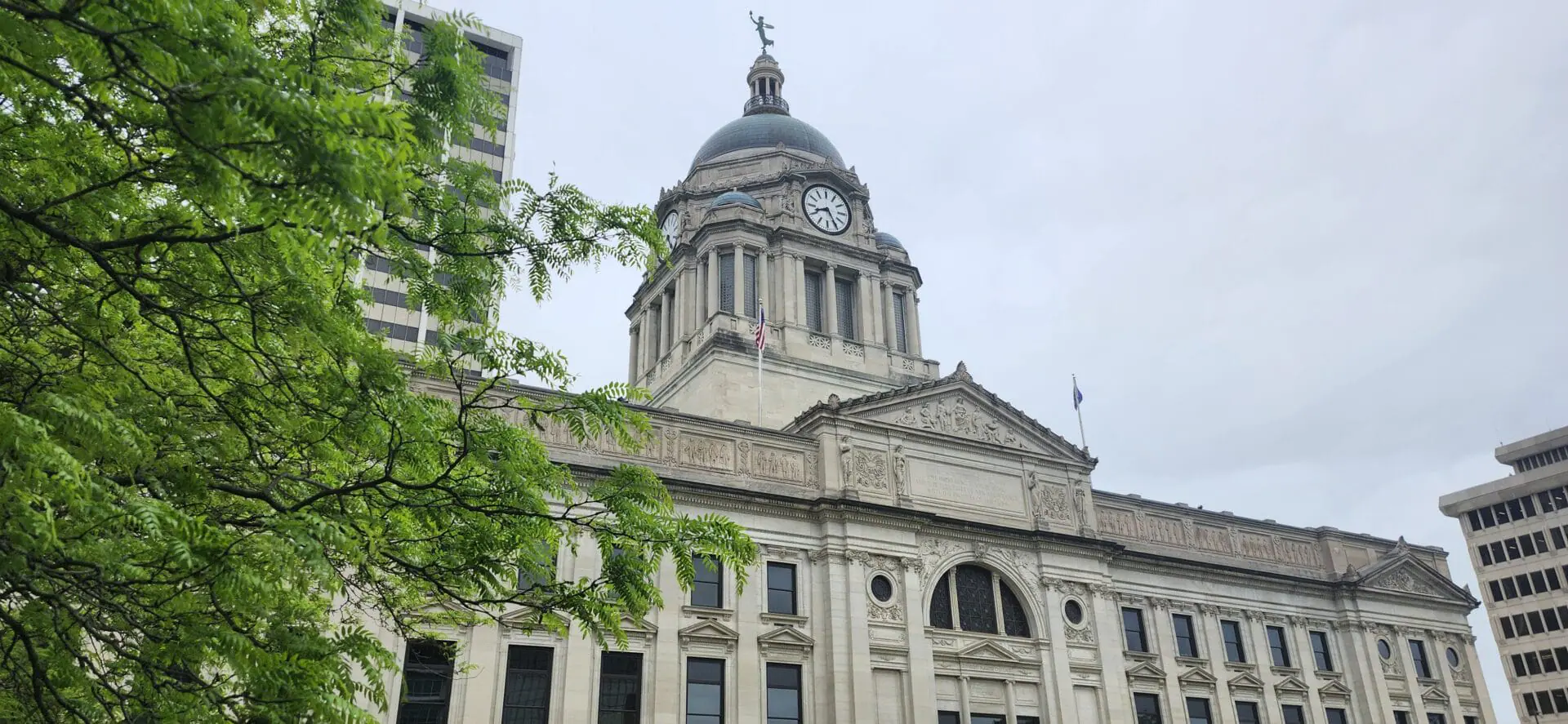 The Allen County courthouse seen on May 7, 2024. The trial for Delphi murders suspect Richard Allen was postponed to October 2024 following a the defense's request for more time to present during the trial. (WISH Photo/Mytch Springer)