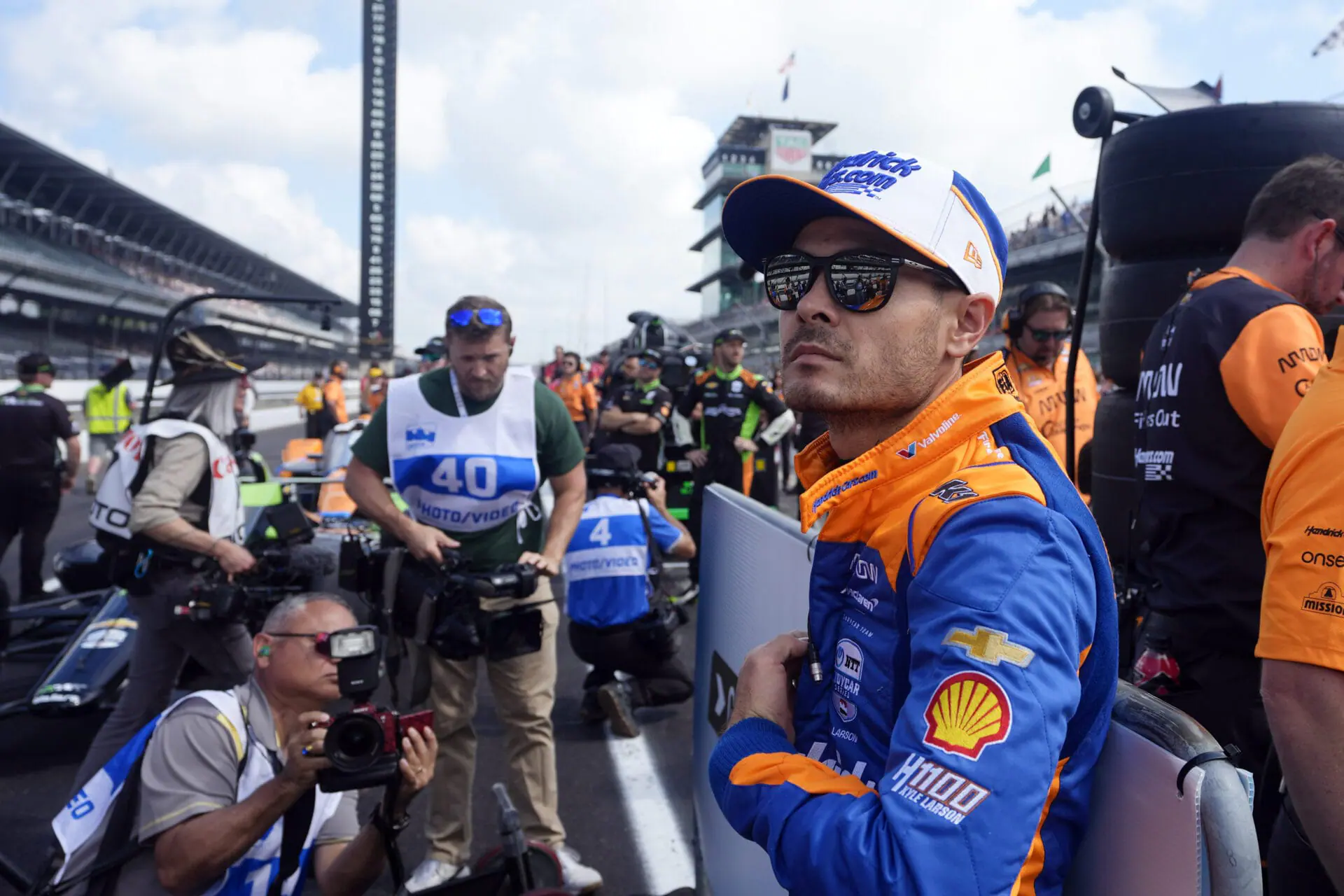 Kyle Larson prepares to drive during qualifications for the Indianapolis 500 auto race at Indianapolis Motor Speedway, Saturday, May 18, 2024, in Indianapolis. NASCAR on Tuesday granted Kyle Larson the waiver he needs to remain eligible to compete in this year's playoffs. (AP Photo/Darron Cummings)