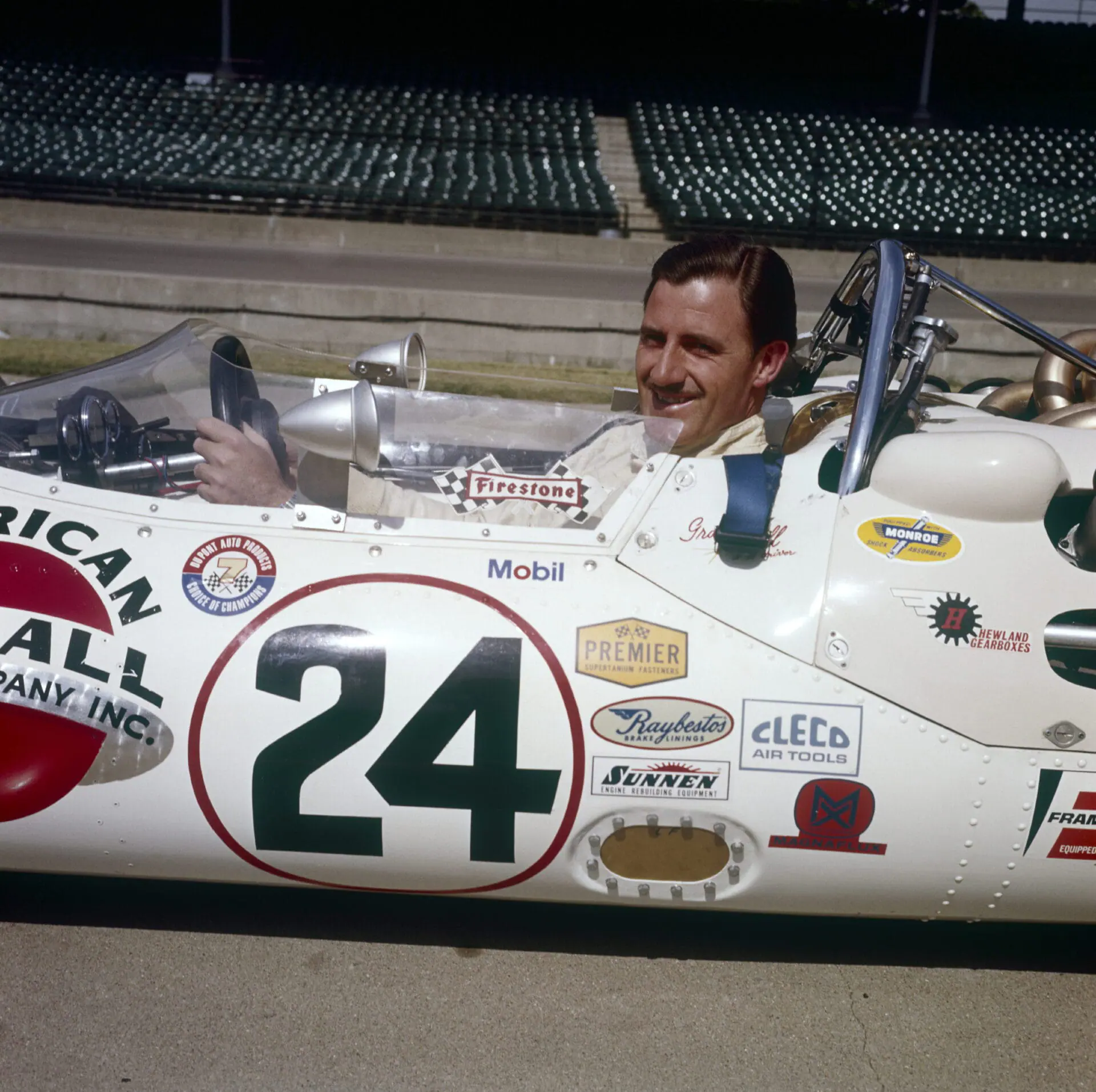 Graham Hill , winner of the Indianapolis 500 in 1966. (Photo by: GP Library/Universal Images Group via Getty Images)