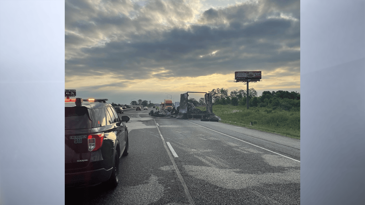 A semi trailer fire stopped traffic on I-69 NB outside of Fishers for several hours early in the morning of May 22, 2024.