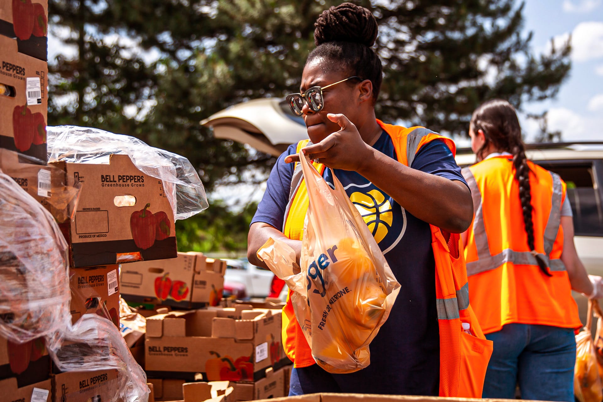 In partnership with Gleaners Food Bank of Indiana and the Indiana Women, Infants, and Children nutrition program, the Indianapolis Indians on May 23, 2024, host a food drive-thru distribution event for up to 500 households at Victory Field in Indianapolis. (Provided Photo/Cheyne Reiter of Indianapolis Indians)