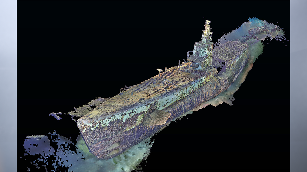 4D photogrammetry model of USS Harder (SS 257) wreck site by The Lost 52 Project. The Lost 52 Project scanned the entire boat and stitched all the images together in a multi-dimensional model used to study and explore the site off Luzon, Philippines. (Photo by Tim Taylor and the Lost 52 Project/Courtesy US Navy via CNN Newsource)