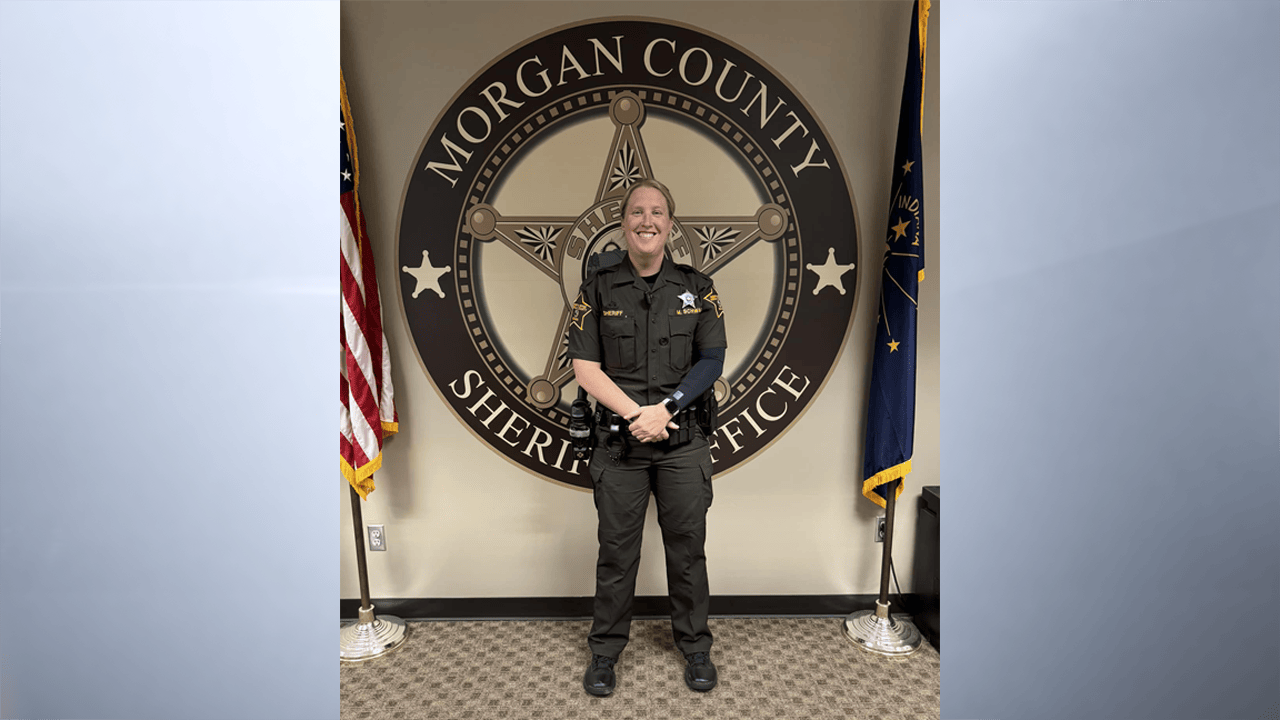 Morgan County Deputy Mallory Schwab, who returned to duty on May 22, 2024, four months after being shot and injured during a welfare check in January.