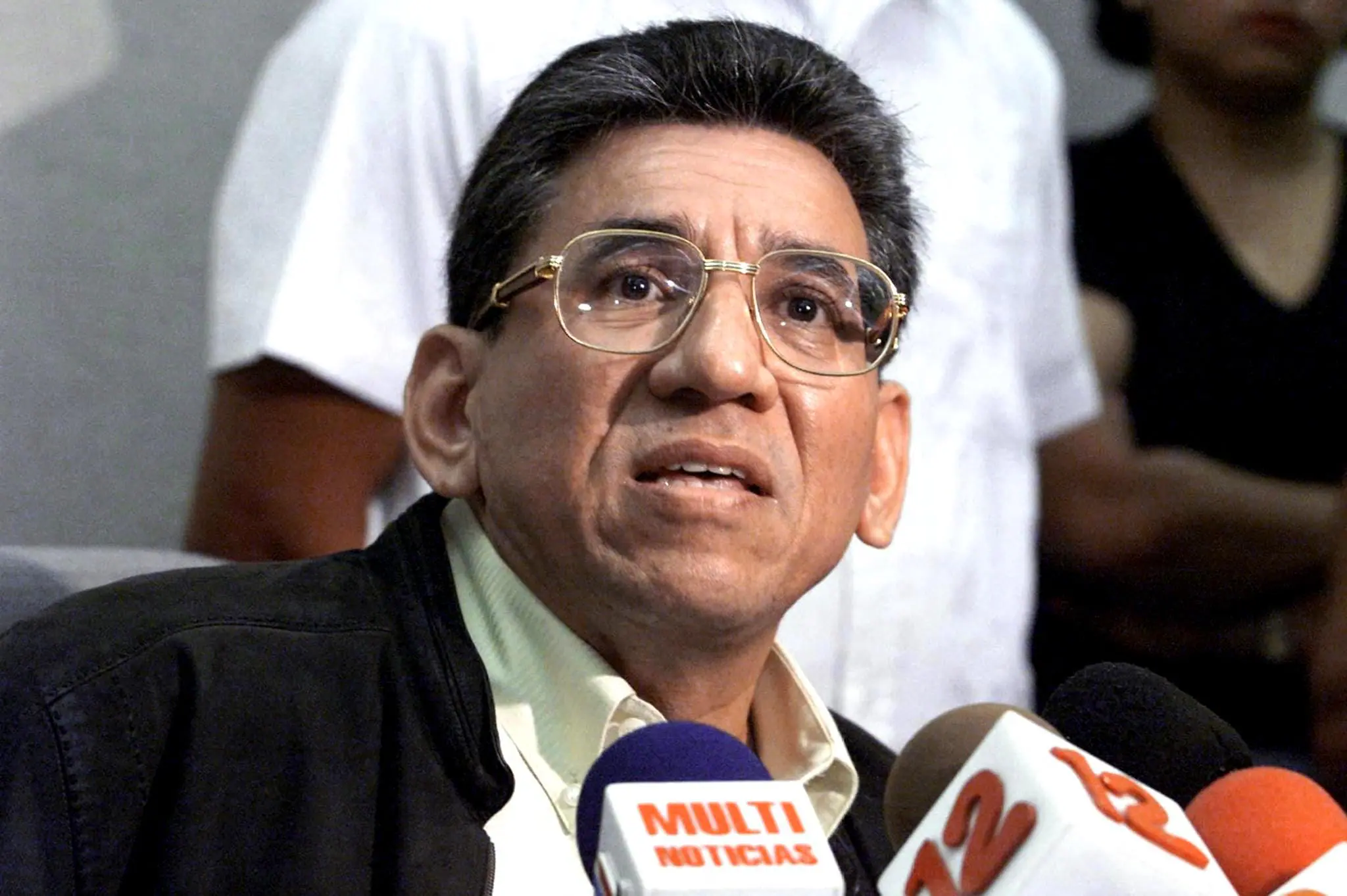 Retired Gen. Humberto Ortega, former head of Nicaragua's army, reiterates during a press conference in Managua, 18 December 2000, his view that his brother former Nicaraguan President Daniel Ortega should not run for president in the November 2001 election because a loss would hurt their leftist Sandinista party. Humberto Ortega has suggested that his brother, who lost presidential bids in 1990 and 1996, continue to lead the Sandinista party as its secretary-general. AFP PHOTO/MIGUEL ALVAREZ (Photo by MIGUEL ALVAREZ / AFP) (Photo by MIGUEL ALVAREZ/AFP via Getty Images)