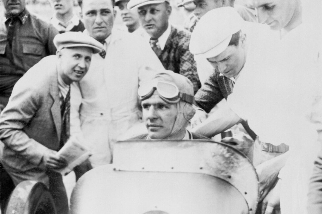 Photo shows Louis Meyer, 23 year old Californian as he appeared in his Miller Special after winning the 16th annual 500 mile auto race at the Indianapolis Speedway. Meyer averaged speed of 99 miles an hour to win. (Photo by Bettmann/Getty Images)