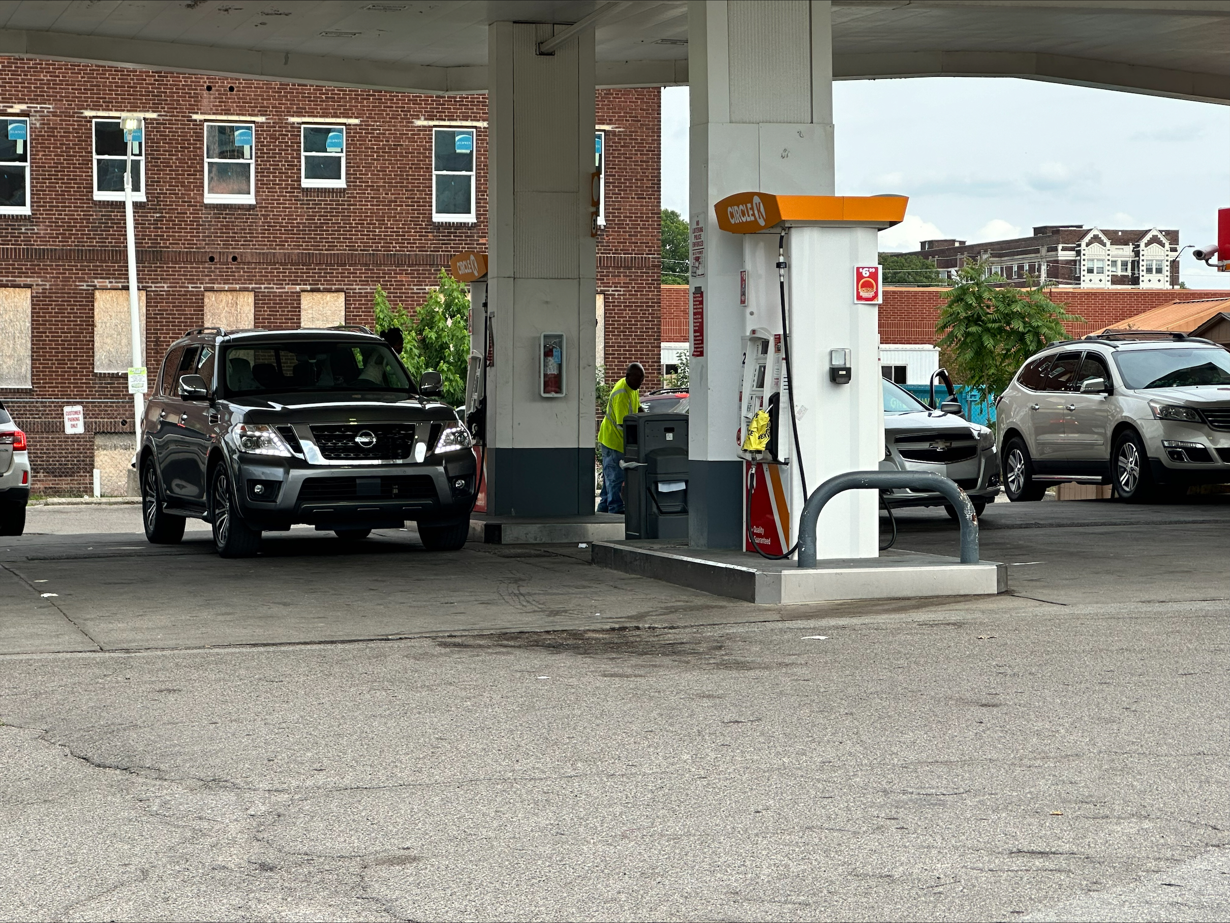 Circle K, the global convenience store chain, on May 23, 2204, lowered gas prices by 40 cents per gallon natiionally between 4 p.m. and 7 p.m. local time. Here is a view from the station at 16th and Illinois streets in Indianapolis. (WISH Photo/Jason Ronimous)