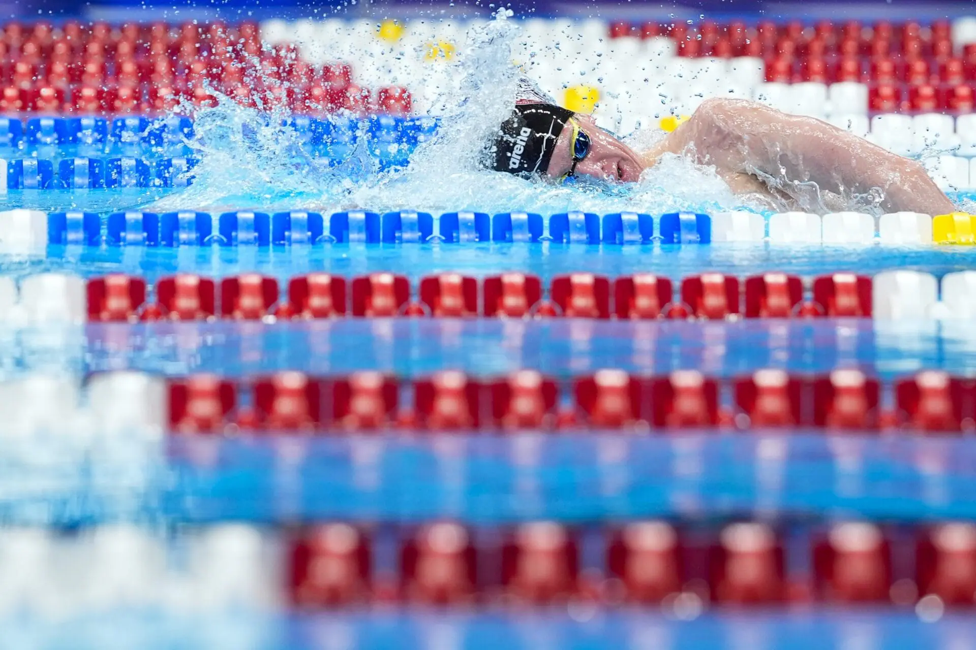 Luke Whitlock swims during a Men's 800 freestyle preliminary heat Monday, June 17, 2024, at the US Swimming Olympic Trials in Indianapolis.