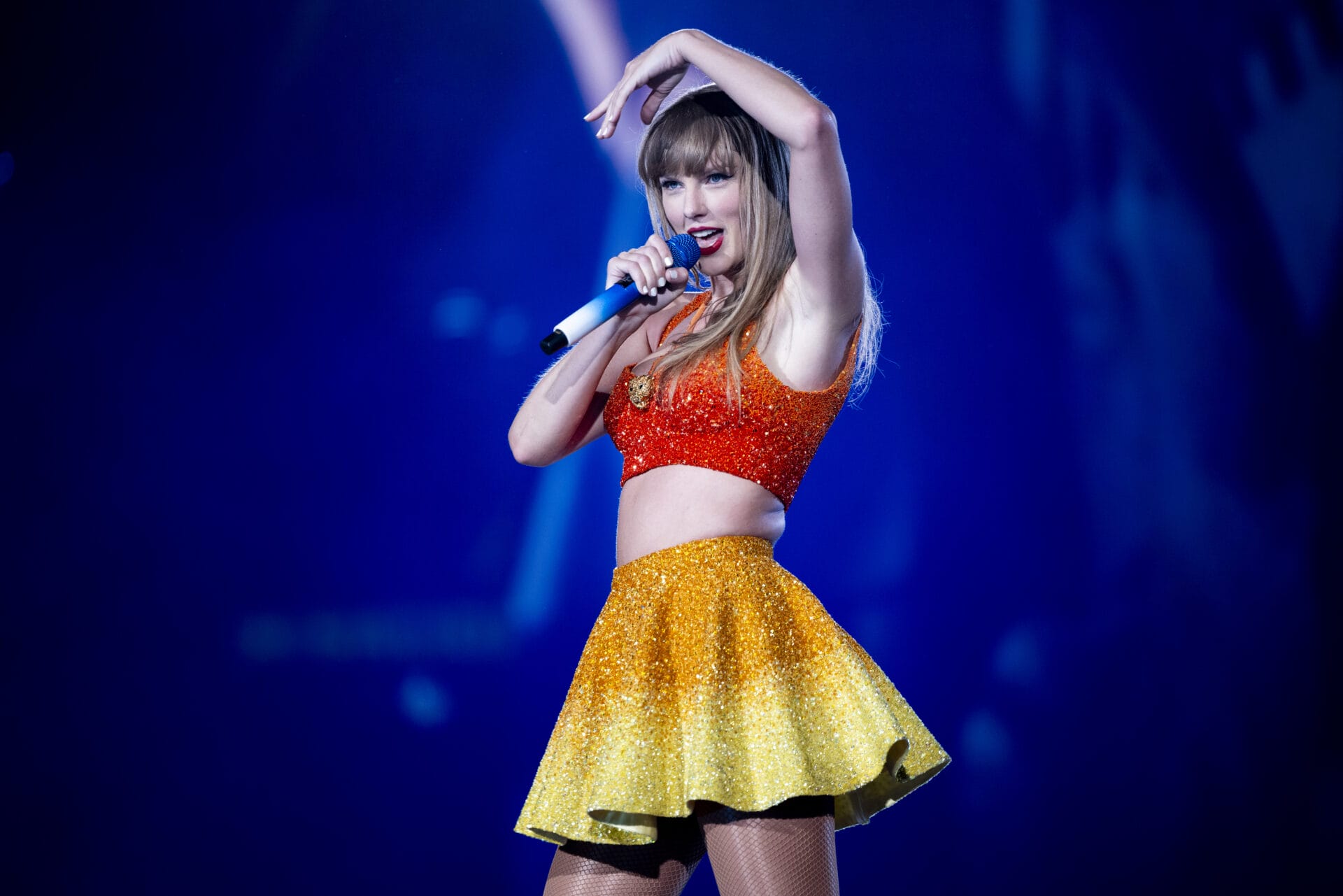 Taylor Swift performs on stage during 