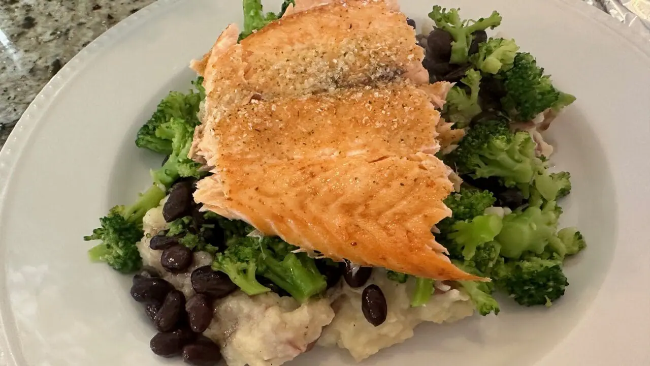 salmon over broccoli