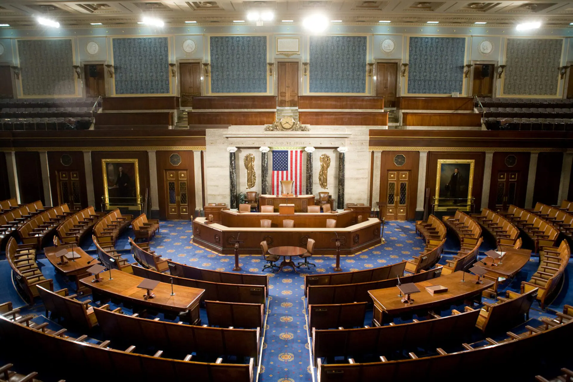 The U.S. House of Representatives chamber is seen December 8, 2008 in Washington, DC. Indiana’s nine U.S. House members received a combined $199,332 in reimbursements for lodging, meals and incidentals in 2023 as part of a new program that allows federal lawmakers to recoup expenses without providing receipts.  (Photo by Brendan Hoffman/Getty Images)