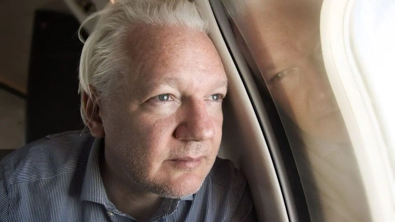 WikiLeaks founder Julian Assange is joined by Kevin Rudd, Australian Ambassador to the US, as he arrives at the courthouse in Saipan on June 26, 2024. (Photo by Chung Sung-Jun/Getty Images via CNN Newsource)