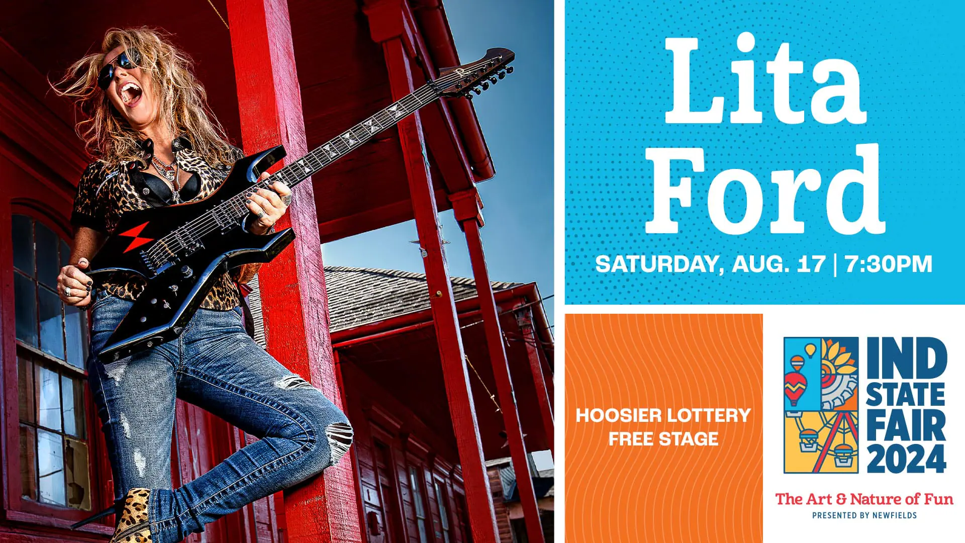 American guitarist, singer, and songwriter Lita Ford will appear at the Hoosier Lottery Free Stage at the Indiana State Fair on Aug. 17, 2024. (Provided Photo/Indiana State Fair)